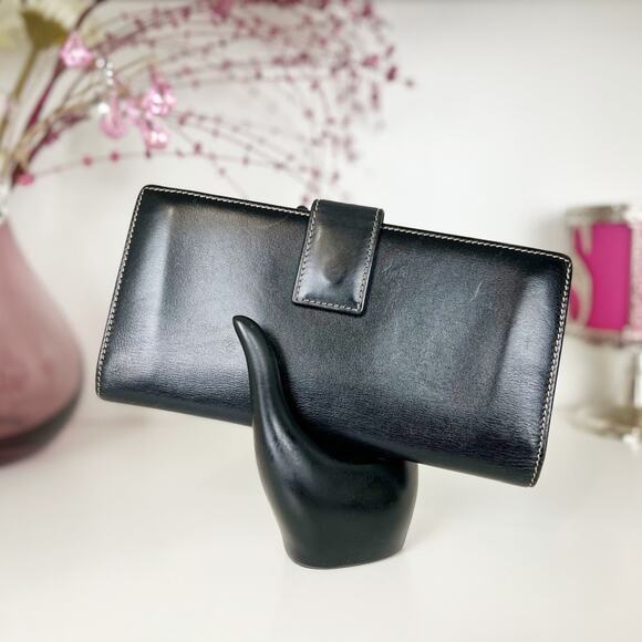 Gucci Authentic Black Leather Long Wallet with Logo Plate - Picture 2 of 14